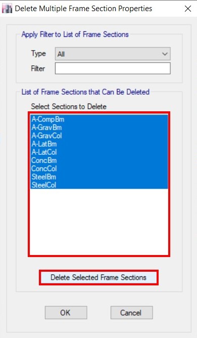 সবগুলো Select করে → Delete Selected Frame Sections